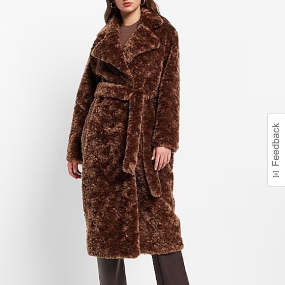 Belted Faux Fur Trench Coat - Picture 1 of 5